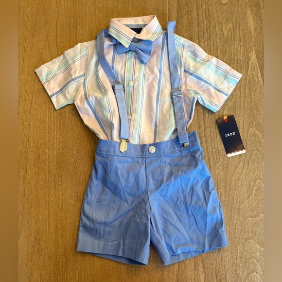 Adorable IZOD Toddler Boy 4 Piece Suspenders Shirt Set l Size: 3T NWT! - Picture 4 of 9